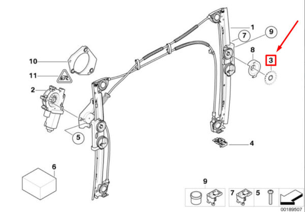 51337044403 - NEW MINI COOPER R50 FRONT WINDOW LIFTER WASHER SET 51337044403 ORIGINAL