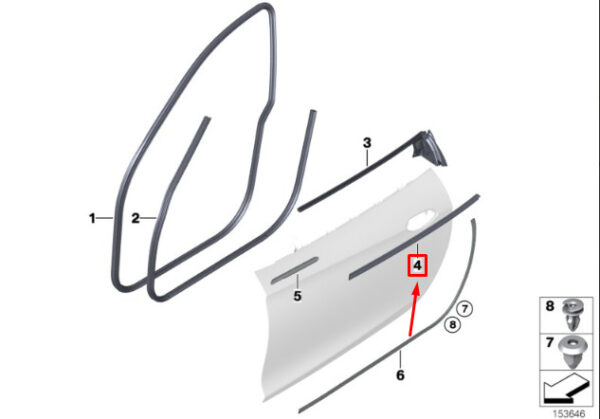 51337164954 - BMW 1 Coupe E82 door channel cover front right 7164954 51337164954 NEW ORIGINAL