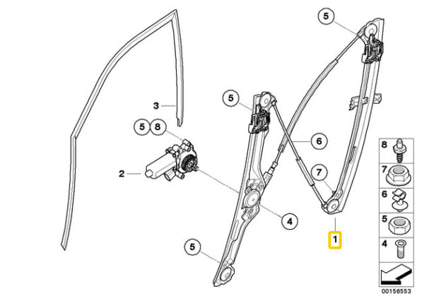 51337166380 - NEW BMW X5 E70 FRONT RIGHT DOOR WINDOW REGULATOR 51337166380 ORIGINAL