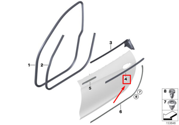 51337173551 - BMW 3 Coupe E92 door channel cover front left 7173551 51337173551 NEW ORIGINAL