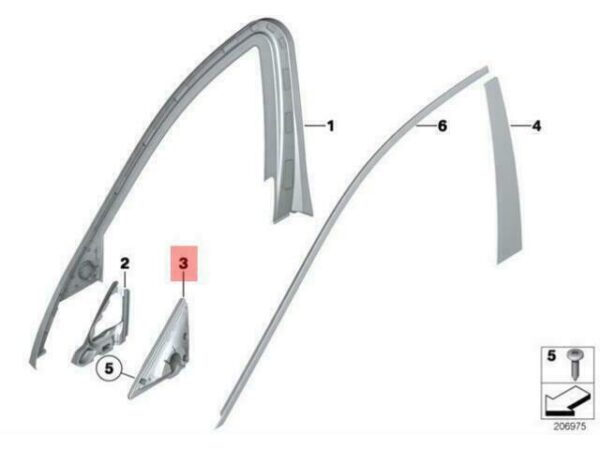 51337177624 - OEM DOOR SIDE RIGHT MIRROR OUTER COVER SEAL BMW 7 F01 F02 F04 08-15 GENUINE