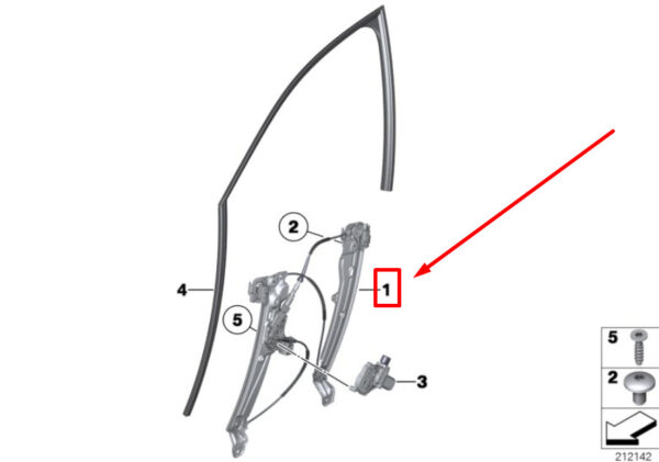51337182132 - BMW 5 F10 Door Window Regulator Front Right 51337182132 7182132 NEW GENUINE