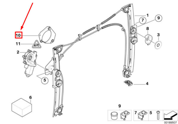 51337197471 - NEW MINI CONVERTIBLE R52 FRONT LEFT WINDOW MOTOR ADAPTER PLATE 51337197471 ORIGINAL