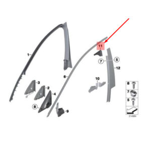 51337248687 - NEW BMW 7 F01 FRONT LEFT DOOR UPPER B-COLUMN TRIM SEAL 51337248687 OEM