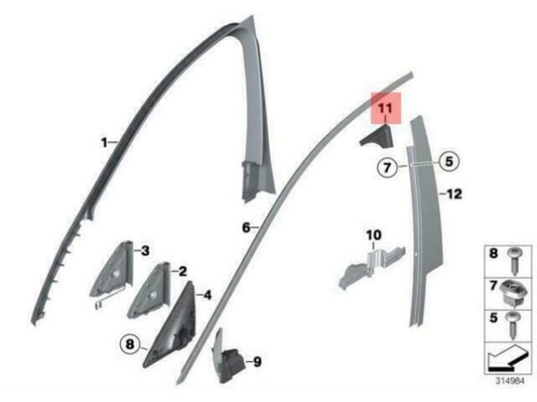 51337248688 - OEM FRONT RIGHT DOOR UPPER TRIM SEAL BMW 7 F01 F02 F04 08-15 GENUINE NEW