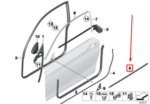 51337267944 - BMW 2 Series F22 door channel seal front right 51337267944 7267944 NEW ORIGINAL