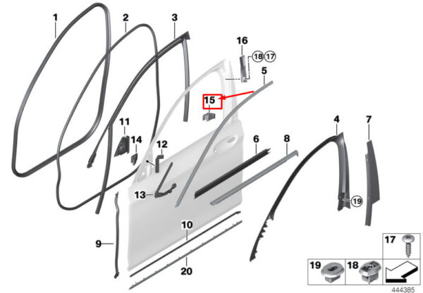 51337336054 - BMW 7 G11 Right B-Pillar Locker Gasket 51337336054 NEW GENUINE