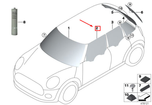 51337344132 - MINI CLUBMAN F54 FRONT RIGHT DOOR GLASS 51337344132 7344132 NEW GENUINE