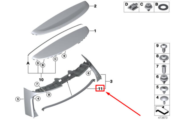 51337352251 - NEW MINI CLUBMAN F54 TRUNK LIMD SPLITDOOR SEAL 5133735251 7352251 GENUINE