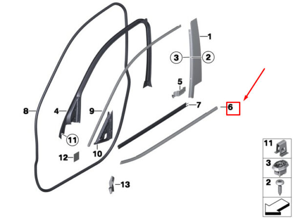 51337364753 - NEW BMW X4 F26 FRONT LEFT EXTERIOR DOOR CHANNEL COVER 51337364753