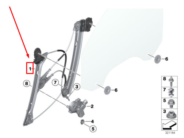 51337365259 - NEW BMW 4 F36 FRONT LEFT DOOR WINDOW REGULATOR 51337365259 7365259 ORIGINAL