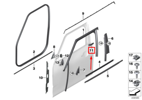 51337368709 - MINI CLUBMAN F54 B-Pillar Bottom Gasket Left 51337368709 7368709 NEW ORIGINAL