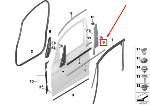 51337373922 - BMW 2 F45 door trim front right B-pillar 513373922 7373922 NEW ORIGINAL