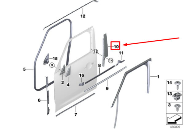 51337390105 - NEW MINI F60 FRONT LEFT DOOR PILLAR B COVER 51337390105 7390105 GENUINE