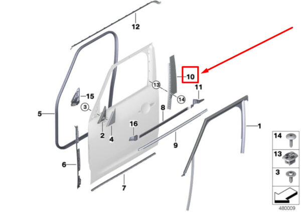 51337390106 - NEW MINI F60 FRONT RIGHT DOOR PILLAR B COVER 51337390106 7390106 GENUINE