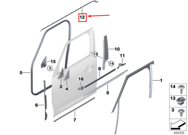 51337390180 - MINI COUNTRYMAN F60 RIGHT ROOF PANEL SEAL 51337390180 NEW GENUINE