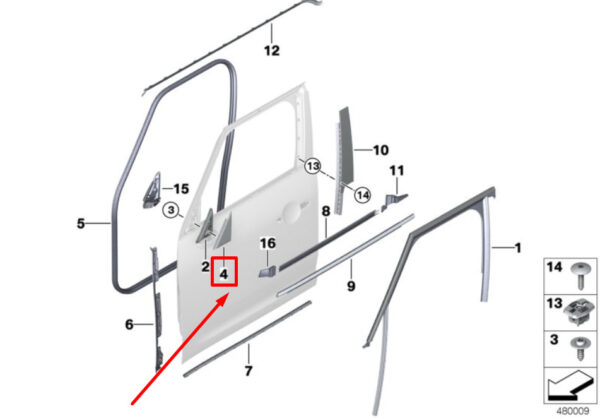 51337390645 - MINI F60 door triangle front left 7390645 51337390645 NEW ORIGINAL