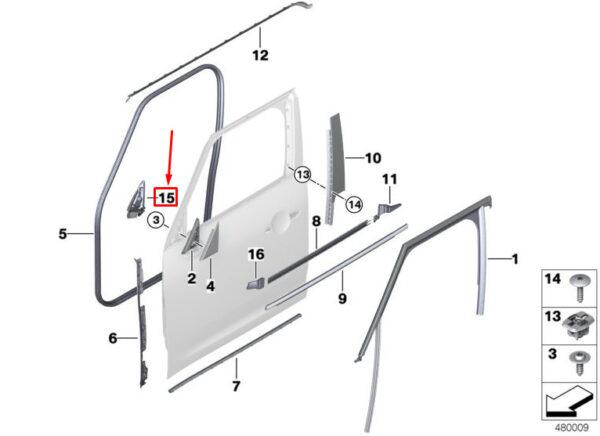 51337390785 - MINI COUNTRYMAN F60 FRONT LEFT DOOR TRIM PANEL 51337390785 NEW GENUINE