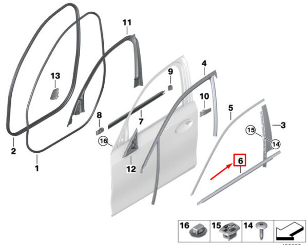 51337407412 - BMW 3 G20 Front Right Exterior Door Channel Cover 51337407412 NEW GENUINE