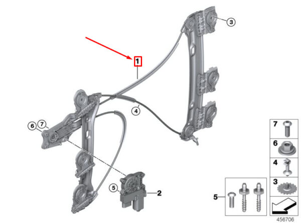 51337409357 - MINI COOPER F55 FRONT LEFT WINDOW REGULATOR 51337409357 7409357 NEW GENUINE