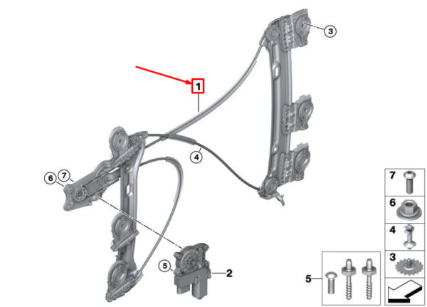51337409358 - NEW MINI COOPER F55 FRONT RIGHT DOOR WINDOW REGULATOR 51337409358 ORIGINAL