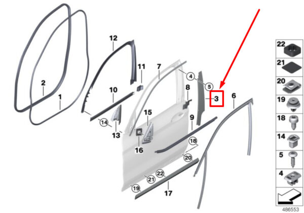 51337410021 - NEW BMW X3 G01, F97 FRONT LEFT DOOR COLUMN-B COVER 7410021 51337410021 ORIGINAL