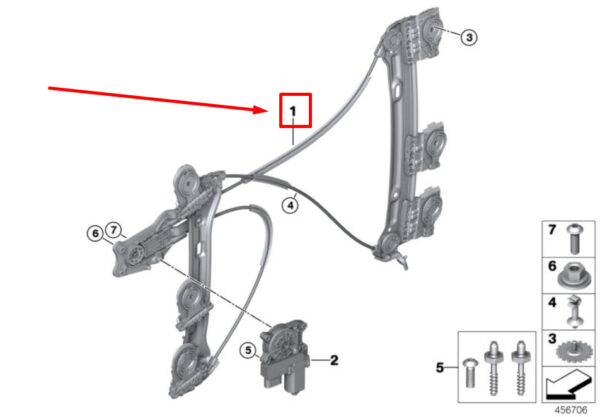 51337437547 - NEW MINI F54 FRONT LEFT DOOR WINDOW REGULATOR 51337437547 7437547 ORIGINAL