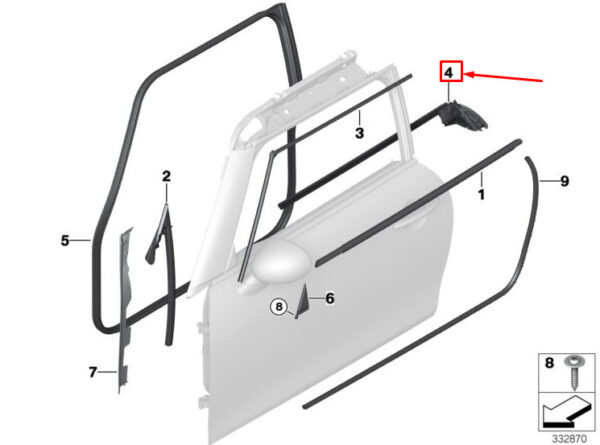 51337458245 - MINI COOPER F56 FRONT LEFT DOOR BAY SEAL 51337458245 NEW GENUINE