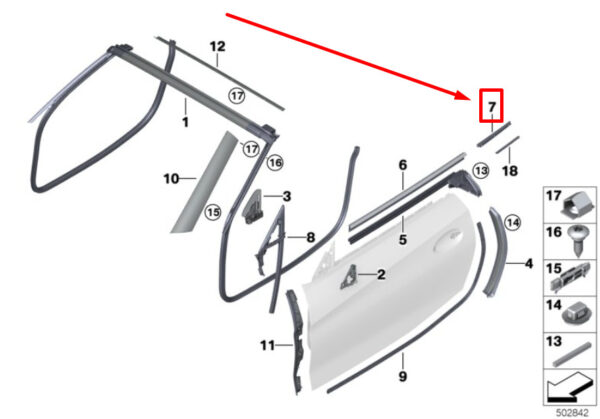 51337476942 - NEW BMW Z4 G29 FRONT RIGHT DOOR BELT MOLDING 51337476942 7476942 ORIGINAL