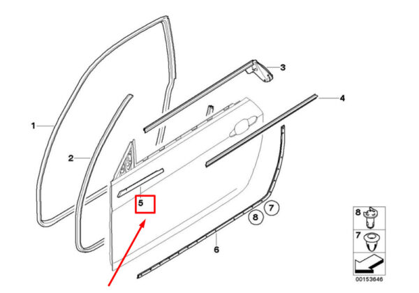 51338036663 - NEW BMW 3 E92 FRONT LEFT DOOR EXTERIOR WALK STRAP 51338036663 8036663 GENUINE