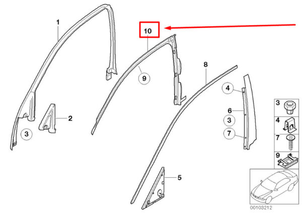 51338223827 - BMW 7 E65, E66 door gasket front left 8223827 51338223827 new original