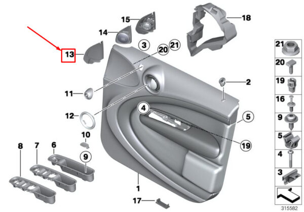 51339803531 - MINI COUNTRYMAN R60 Front Mirror Cover Left 51339803531 NEW GENUINE