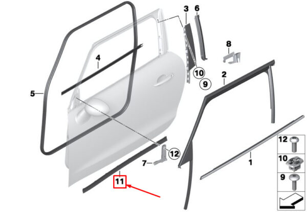 51339808775 - NEW MINI-PACEMAN R61 FRONT LEFT DOOR JOINT GASKET 51339808775 9808775