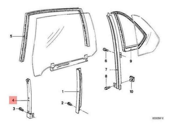 51341850482 - OEM BMW E23 SEDAN GUIDE RAIL FRONT RIGHT 51341850482 GENUINE NEW