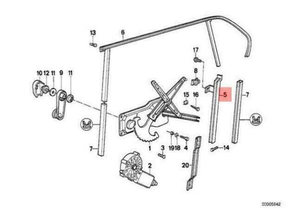 51341944019 - OEM BMW E34 SEDAN WAGON GUIDE RAIL REAR LEFT 51341944019 GENUINE NEW