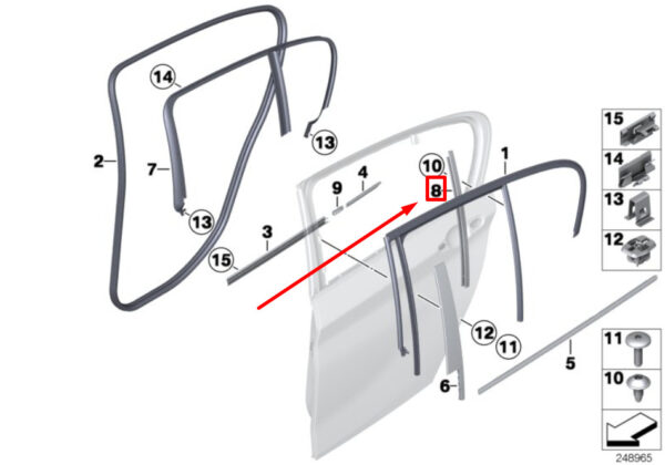 51347240847 - BMW 1 F20 window guide network for rear left door 7240847 51347240847 NEW