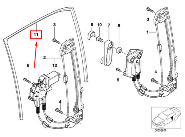 51348159817 - BMW 5 E39 Rear Left Window Seal 51348159817 8159817 NEW GENUINE