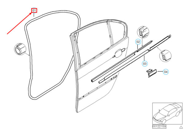 51348194698 - BMW 3 E46 rear right exterior door gasket 51348194698 8194698 NEW REAL