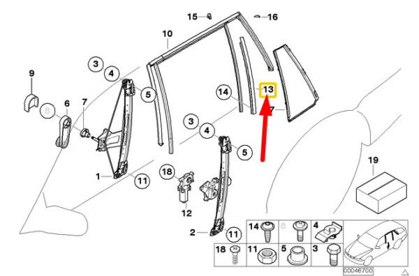 51348208996 - NEW BMW 3 TOURING E46 REAR RIGHT DOOR WINDOW GUIDE WEB COVER 51348208996
