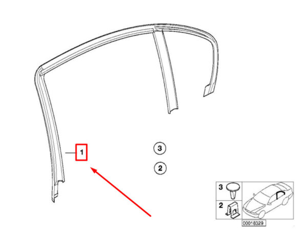 51348212523 - BMW 3 E46 door frame cover rear left 51348212523 8212523 new original
