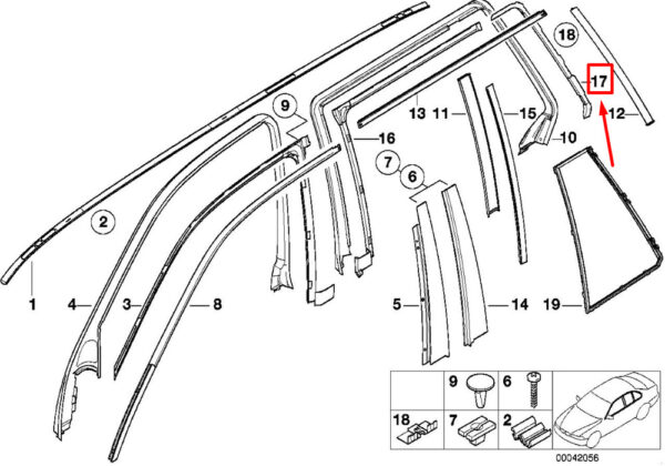 51348225564 - NEW BMW 5 E39 REAR RIGHT DOOR JOINT DAHN 8225564 51348225564 GENUINE