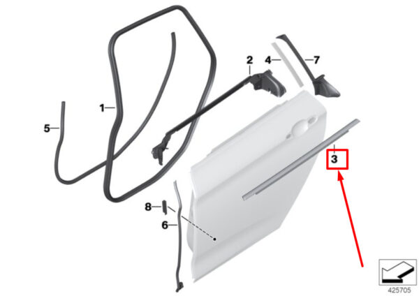 51357310198 - BMW 4 F36 door channel cover rear right 7310198 51357310198 NEW original
