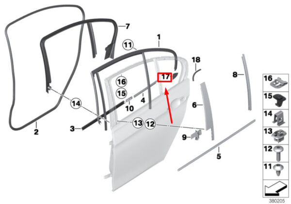 51357355894 - NEW BMW 3 F30, F80 RIGHT C PILLAR TRIM SEAL 7355894 51357355894 GENUINE