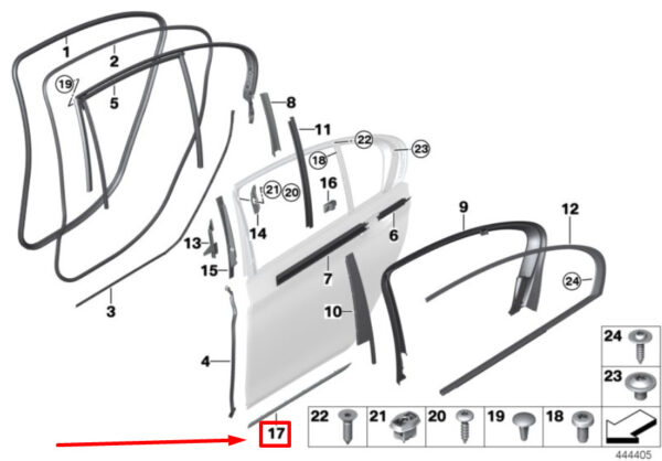 51357364356 - NEW BMW 7 G11 RIGHT DOOR BOTTOM STRIP 51357364356 7364356 ORIGINAL
