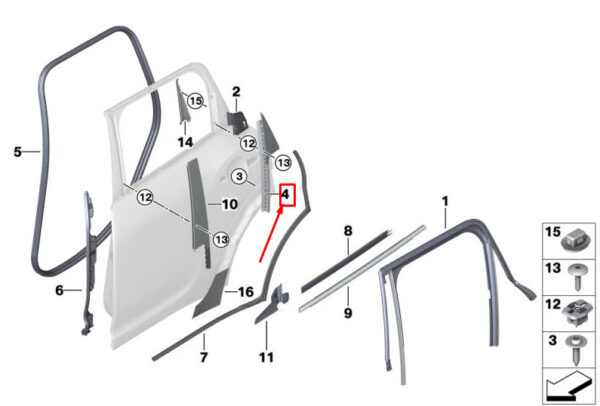 51357390660 - MINI COUNTRYMAN F60 REAR RIGHT DOOR TRIANGLE TRIM 51357390660 NEW GENUINE