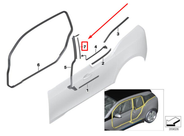 51357453369 - NEW BMW I3 I01 REAR LEFT OUTER B-PILLAR FINISHER 51357453369 7453369 ORIGINAL
