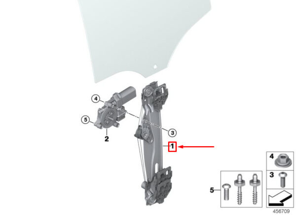 51357490207 - NEW MINI COOPER F55 REAR LEFT DOOR WINDOW REGULATOR 7490207 51357490207 ORIGINAL