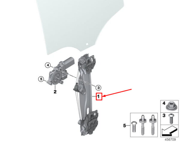 51357490208 - NEW MINI COOPER F55 REAR RIGHT DOOR WINDOW REGULATOR 7490208 51357490208 ORIGINAL