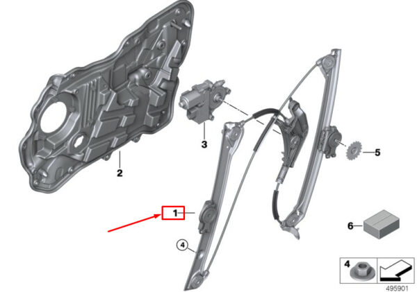 51358494805 - BMW 6 Gran Turismo G32 Rear Left Door Window Lifter 51358494805 NEW GENUINE