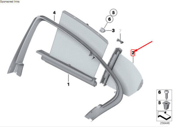 51359171786 - OEM BMW 5 F10 REAR RIGHT DOOR SUN BLIND ROLLER 51359171786 9171786 GENUINE